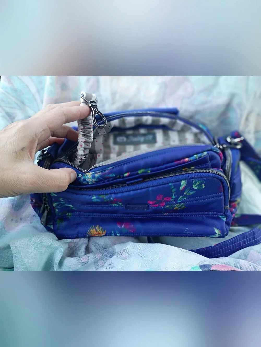 lug Trolley Crossbody Bag In Blue Floral